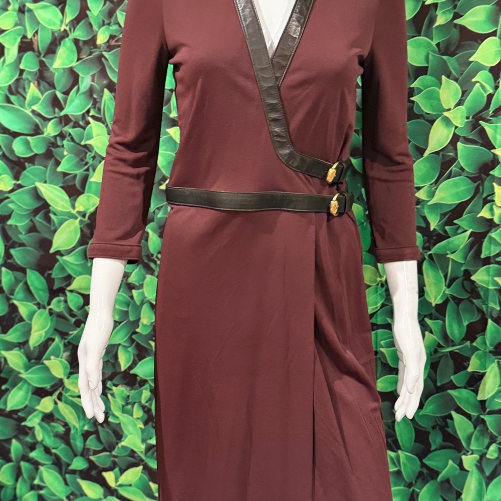 Gucci Maroon Long Sleeve Dress with Black Accents